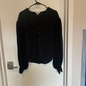Joie Black Button-Up Silk Blouse